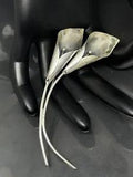 Vintage Sterling Silver Stuart Nye Double Calla Lily Pin Brooch 3.5??? 9.7g Signed