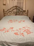 Serena & Lily Blue Orange Flowers /Piping Duvet Cover 82??? X86??? -1 Standard Sham
