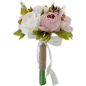 Wedding Bouquet Bridal Romantic Artificial Silk Peony Rose Flower D532 Pink