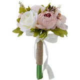 Wedding Bouquet Bridal Romantic Artificial Silk Peony Rose Flower D532 Pink