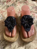 Cliffs by White Mt Women??s Size 8 M Navy Blue Sandals Flower Shoes Summer EUC