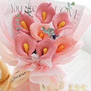 Crochet Calla Lily Flowers, Crochet Flowers, Flower Bouquet, Calla Lily Branch, Knitted Flowers, Set of 3, Gift For Her, Crochet Bouquet