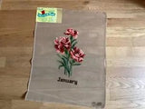 Bucilla Flower month January Carnations Pre-Worked Needlepoint Tapestry Canvas