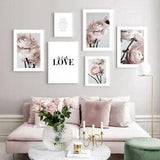 Ranunculus Flower Wall Art Painting Pink Floral Canvas Poster Print Home Decor