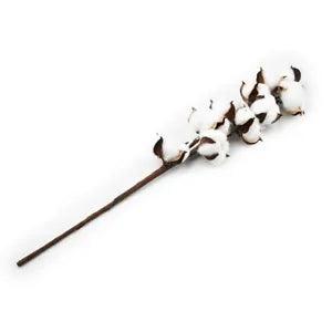 53cm Naturally Dry Cotton Stems Farmhouse Artificial Flower Filler Floral Decor