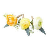 Boutonniere - Artificial Ranunculus Seeded filler burlap stem grey green leaf - Pick Flower Color