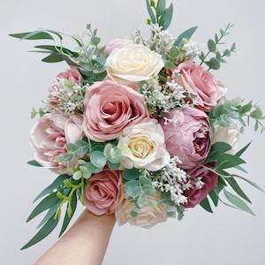 Dusty rose,mauve,ivory,blush,wedding bouquet, bridal bridesmaid bouquet, peonies rose bouquet,spring summer wedding
