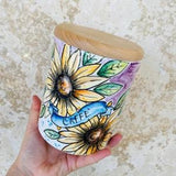 Coffee canister, Sunflower jar, italian pottery, coffee storage, coffee holder, ceramic jar, coffee container, storage pot, mom gift