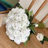 White Rose bouquet, Silk Wedding bouquet, bridal bridesmaids bouquets ,spring wedding bouquet, Real touch white roses , White floral bouquet