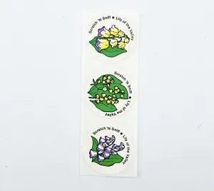 3 Vintage CTP MATTE Scratch & Sniff Stickers Lily of the Valley Purple Flowers