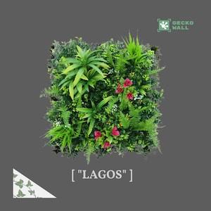 LAGOS| Premium Jungle Pink Flowers Plant Wall 50 x 50 cm | Flower Orchid Artificial Plant Wall Mounted Indoor Outdoor| Rainforest panels square