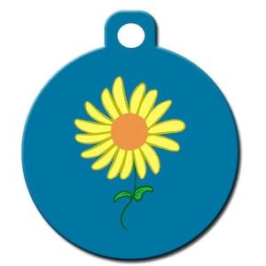 Cute Custom Pet ID Tag - Sunflower- on the front, your contact info on the back