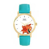 Toff London TLWS-76607 Ladies Orange Lilies Flower Watch