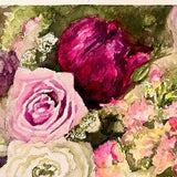 Bouquet of flowers original watercolour painting/roses peonies hydrangeas watercolour/original peony and rose flowers painting