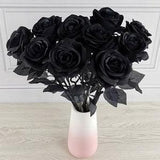 Artificial Silk Gothic Black Rose Flower Bouquet, Handmade Flowers, Fake Flower, Home Decor, Dark Goth Flower, Desk Decor, Gifts For Her