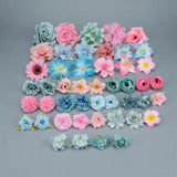 47Pcs mixed size DIYdinning table bridal bouquet Decor faux Silk flower Head Set