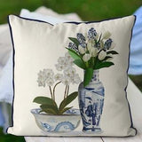 Chinoiserie garden pillow cover - Floral outdoor cushion cover - Asian scatter cushion - Water resistent patio pillow - Designer cushion