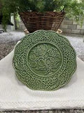 Bordallo Pinheiro Majolica Green Day Lily Flower Leaves Plate Portugal 9???Diam