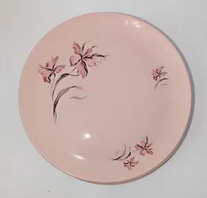 5 x Crooksville Carnation Delight Dinner Plates Pink Vibtage RARE 1950's