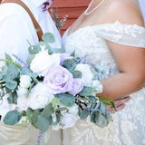 Lavender bridal bouquet, lilac bridal bouquet, lavender rose bride bouquet, romantic bride bouquet, eucalyptus bouquet.