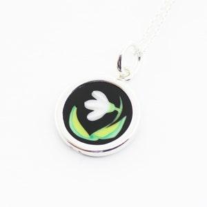 Folk ART FLOWER  botanical murine pendant SNOWDROP