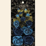 Graphic 45 Rose Bouquet Collection - Bon Voyage & French Blue - Blue Scrapbook Roses - Scrapbook Flowers - LAST CHANCE - 8-101