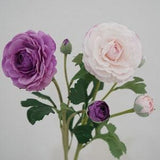 Real Touch Ranunculus Stem with Bud and Leaves, Artificial Flower Craft, Bridal Bouquet Filler, Home Floral Decor, Wedding Party Arrangement