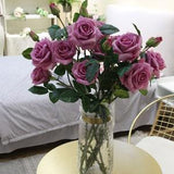 30" Faux Real touch feel Rose-2 flowers 1 bud-home centerpiece bouquet decor