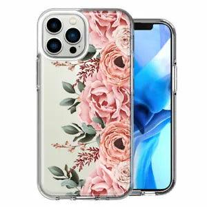 For Apple iPhone 13 Pro Blush Pink Peach Spring Flowers Peony Rose Case