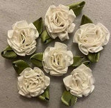 SMALL CREAM RIBBON CARNATION FLOWERS - Lot of 25 - Approx. 1" - #83