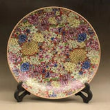 Rare China Qianlong Pink Peony Hand Drawn Flower Patterned Porcelain Plate S512