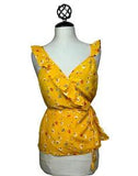 Madewell Womens Silk Wrap Cami Top Painted Carnations Boho Cowgirl Yellow Sz 10