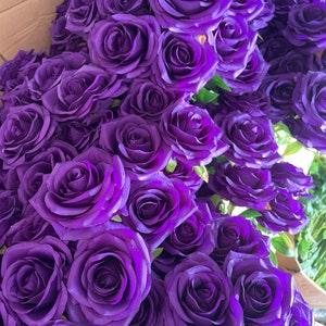 High Quality 10pcs Purple Roses Artificial Flowers Purple Silk Flowers for Wedding Bouquets Party Centerpieces Home Office Decoration