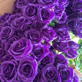 High Quality 10pcs Purple Roses Artificial Flowers Purple Silk Flowers for Wedding Bouquets Party Centerpieces Home Office Decoration