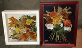 2 Floral Botanical Arrangement Shadowboxes With Real Dried Flowers 14x11 & 11x11