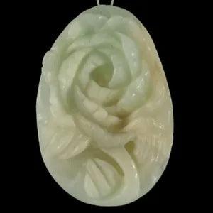 BF06720# Hand Carved Cameo Peony Flower  Amazonite Pendant Bead Gemstone