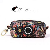 Dog Poop Bag Holder 100% Cotton Handsewn Poop Bag Dispenser Carrier Brass Metal Puppy Dog gifts Sunflowers 514