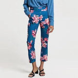 GANT 4150125 Peonies Print Floral Pant Ankle Trouser Side Zip Cobalt Blue W28L27