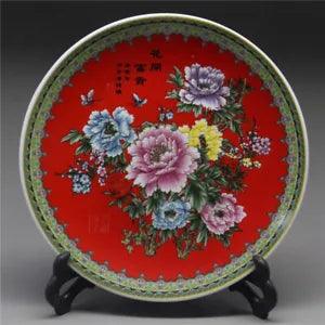 6 Inch Chinese Rose Porcelain Painted Peony Flower Plate W Qianlong Mark 3313