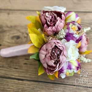 Wedding Bouquet, Faux Bouquet, Mauve and white bouquet, Peony Bouquet, Silk Flowers, Bridal Bouquet, Artificial Bridal bouquet