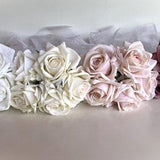 Real Touch Rose Bouquet Latex Soft Pink White Dusty Pink Soft Touch Open Roses Life Like Rose Blooms Wedding Bouquets 5 x Heads Rose Bouquet