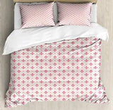 Fleur De Lis Duvet Cover Set with Pillow Shams Pink Lily Flower Print