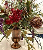 Artificial Fall Berry Wheat Grass Floral Arrangement In Antiqued Copper Vase 29???