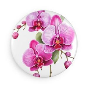 Pink Orchid Floral Magnet Botanical  Plant Magnet Flower Gardener Gift Inspiration Gardening Gift Present for Plant Lovers Gift for Gardener