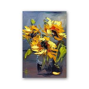 Sunflower painting Original oil painting Support Ukraine