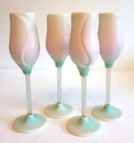 Newman Ceramic Works Set of 4 Calla Lily Cordial Glasses Dusty Pink Signed