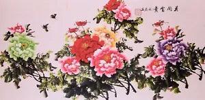 #004 ORIENTAL FINE ART CHINESE FLORAL WATERCOLOR PAINTING-Peony flower&Butterfly