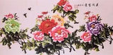 #004 ORIENTAL FINE ART CHINESE FLORAL WATERCOLOR PAINTING-Peony flower&Butterfly