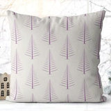 Gentle Winter Christmas Trees Lilac Purple Off-White Cream Pillow Throw