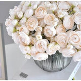 24 heads ( 6pcs ) Silk Mini Ranunculus Bouquet , Artificial Faux Flower Bouquet in 12 colors